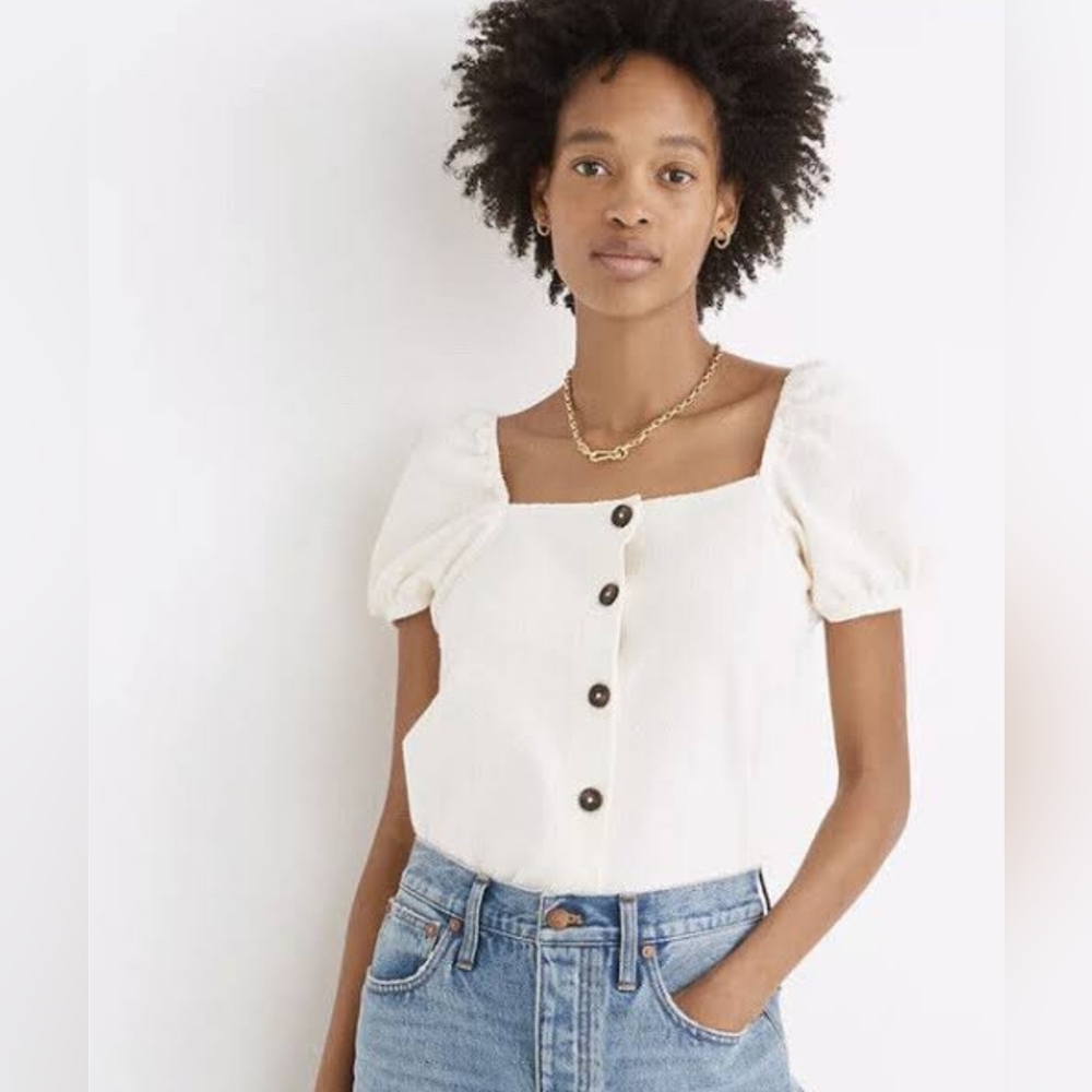 Madewell White Puff Sleeve Blouse